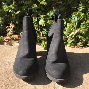 black high heeled boots